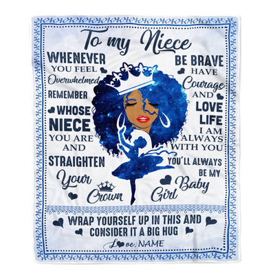 Personalized To My Niece Blanket From Aunt Auntie African Black Women You'll Always Be My Baby Girl Birthday Thanksgiving Christmas Customized Fleece Blanket | siriusteestore