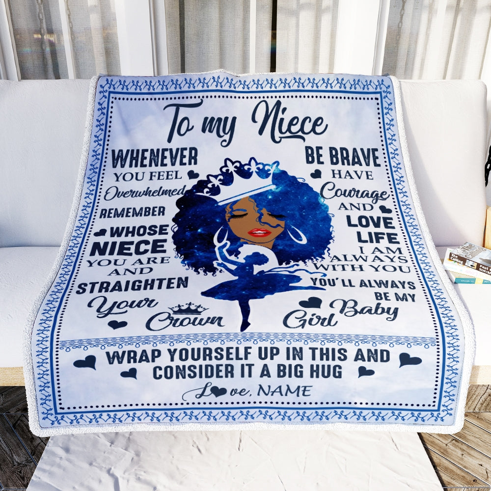 Personalized To My Niece Blanket From Aunt Auntie African Black Women You'll Always Be My Baby Girl Birthday Thanksgiving Christmas Customized Fleece Blanket | siriusteestore