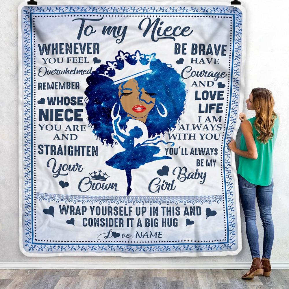 Personalized To My Niece Blanket From Aunt Auntie African Black Women You'll Always Be My Baby Girl Birthday Thanksgiving Christmas Customized Fleece Blanket | siriusteestore