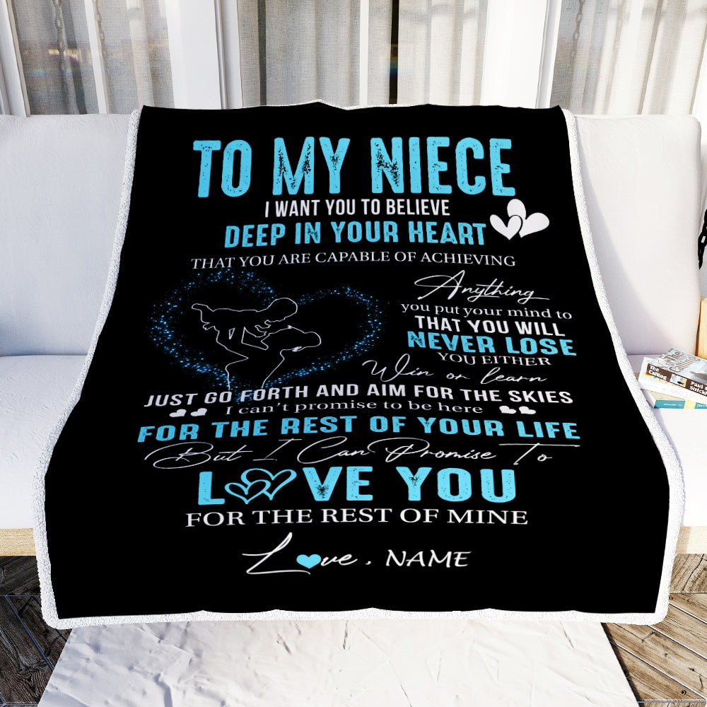 Personalized To My Niece Blanket From Aunt Auntie Promise To Love You Niece Birthday Graduation Christmas Customized Bed Fleece Throw Blanket | siriusteestore