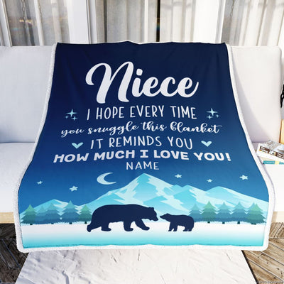 Personalized To My Niece Blanket From Aunt Auntie Uncle I Hope Every Time Bear Niece Birthday Graduation Christmas Customized Bed Fleece Throw Blanket | siriusteestore