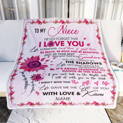 Personalized To My Niece Blanket From Aunt Auntie Uncle I Love You Pink Sunflower Niece Birthday Christmas Thanksgiving Graduation Customized Fleece Blanket | siriusteestore
