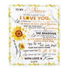 Personalized To My Niece Blanket From Aunt Auntie Uncle I Love You White Sunflower Niece Birthday Christmas Thanksgiving Graduation Customized Fleece Blanket | siriusteestore