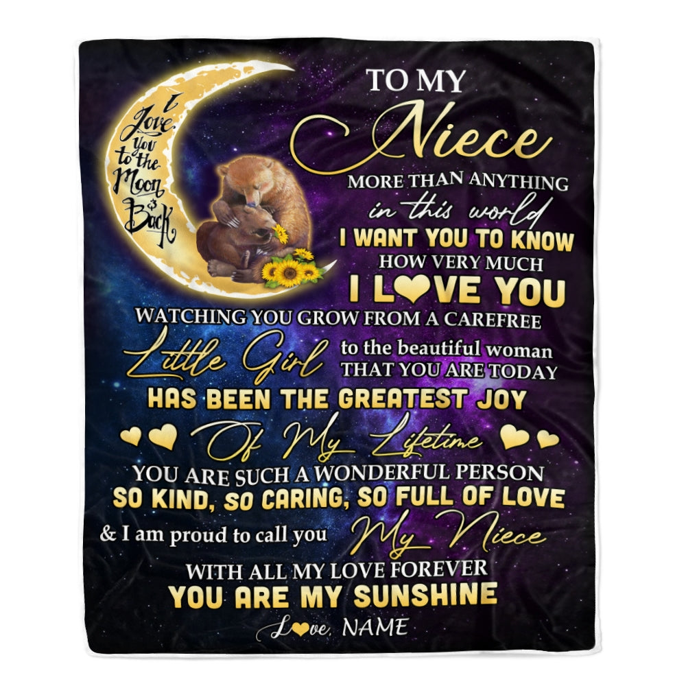Personalized To My Niece  Blanket From Aunt Auntie Uncle I Love You Wood Niece Birthday Christmas Thanksgiving Graduation Customized Fleece Blanket | siriusteestore