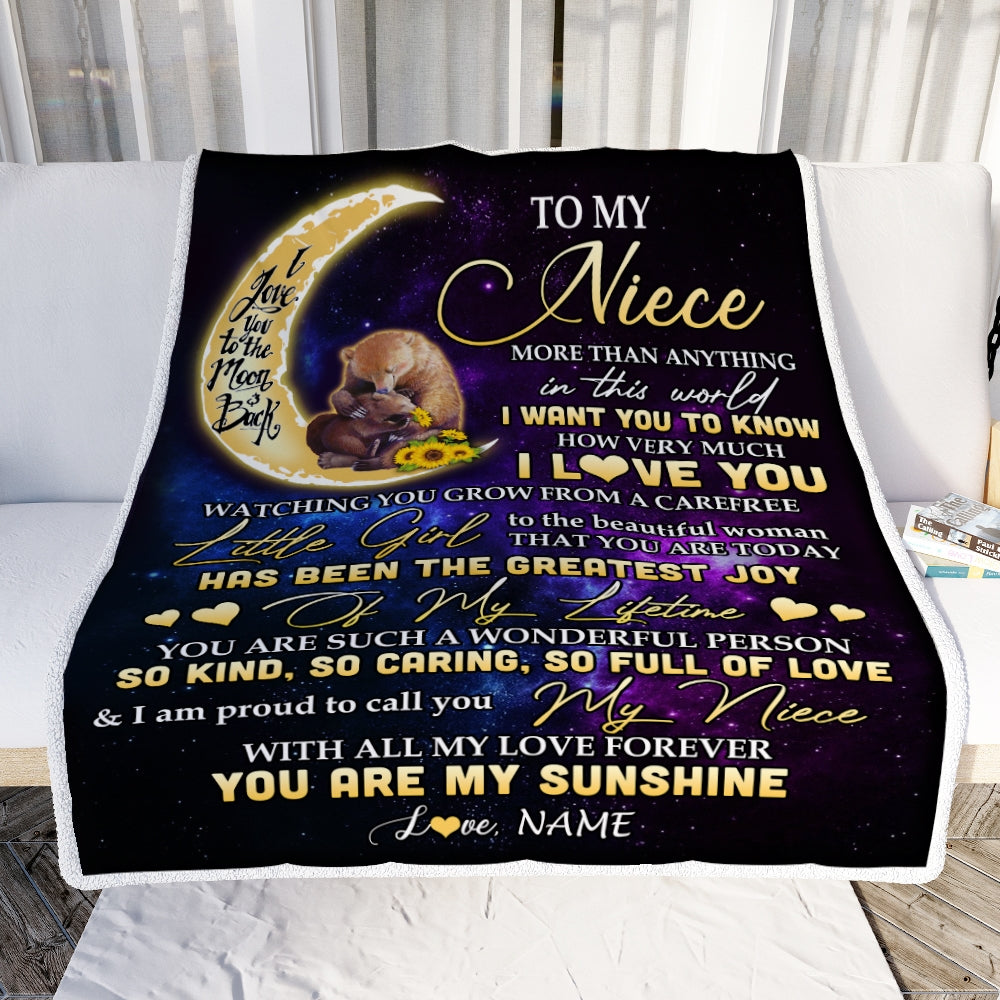 Personalized To My Niece  Blanket From Aunt Auntie Uncle I Love You Wood Niece Birthday Christmas Thanksgiving Graduation Customized Fleece Blanket | siriusteestore