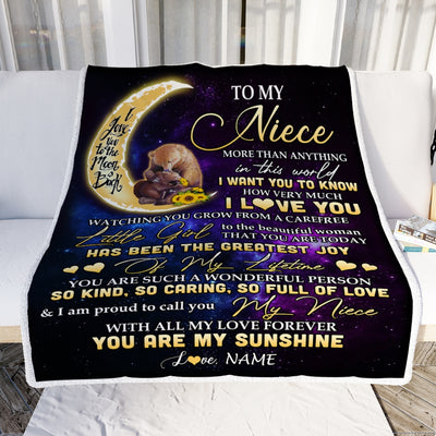Personalized To My Niece  Blanket From Aunt Auntie Uncle I Love You Wood Niece Birthday Christmas Thanksgiving Graduation Customized Fleece Blanket | siriusteestore