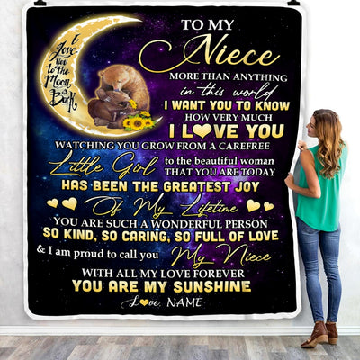 Personalized To My Niece  Blanket From Aunt Auntie Uncle I Love You Wood Niece Birthday Christmas Thanksgiving Graduation Customized Fleece Blanket | siriusteestore