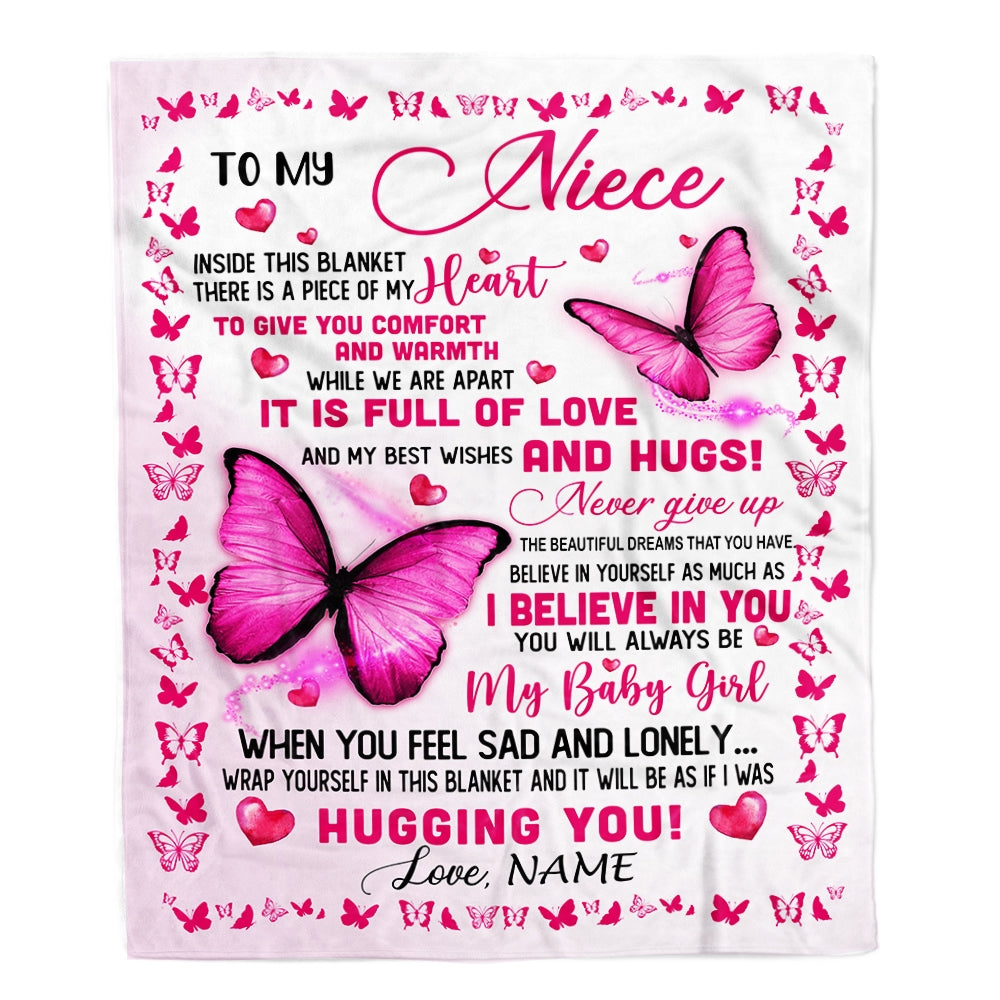 Personalized To My Niece Blanket From Aunt Auntie Uncle Inside This Blanket There Is A Piece Of My Heart Customized For Birthday Christmas Fleece Blanket | siriusteestore