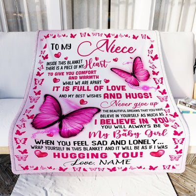 Personalized To My Niece Blanket From Aunt Auntie Uncle Inside This Blanket There Is A Piece Of My Heart Customized For Birthday Christmas Fleece Blanket | siriusteestore