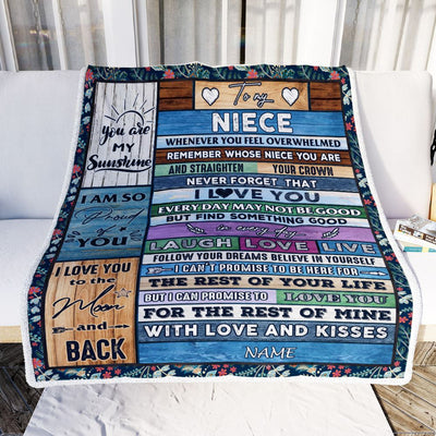 Personalized To My Niece Blanket From Aunt Auntie Uncle Wood Whenever You Feel Overwhelmed Niece Birthday Graduation Christmas Customized Fleece Blanket | siriusteestore