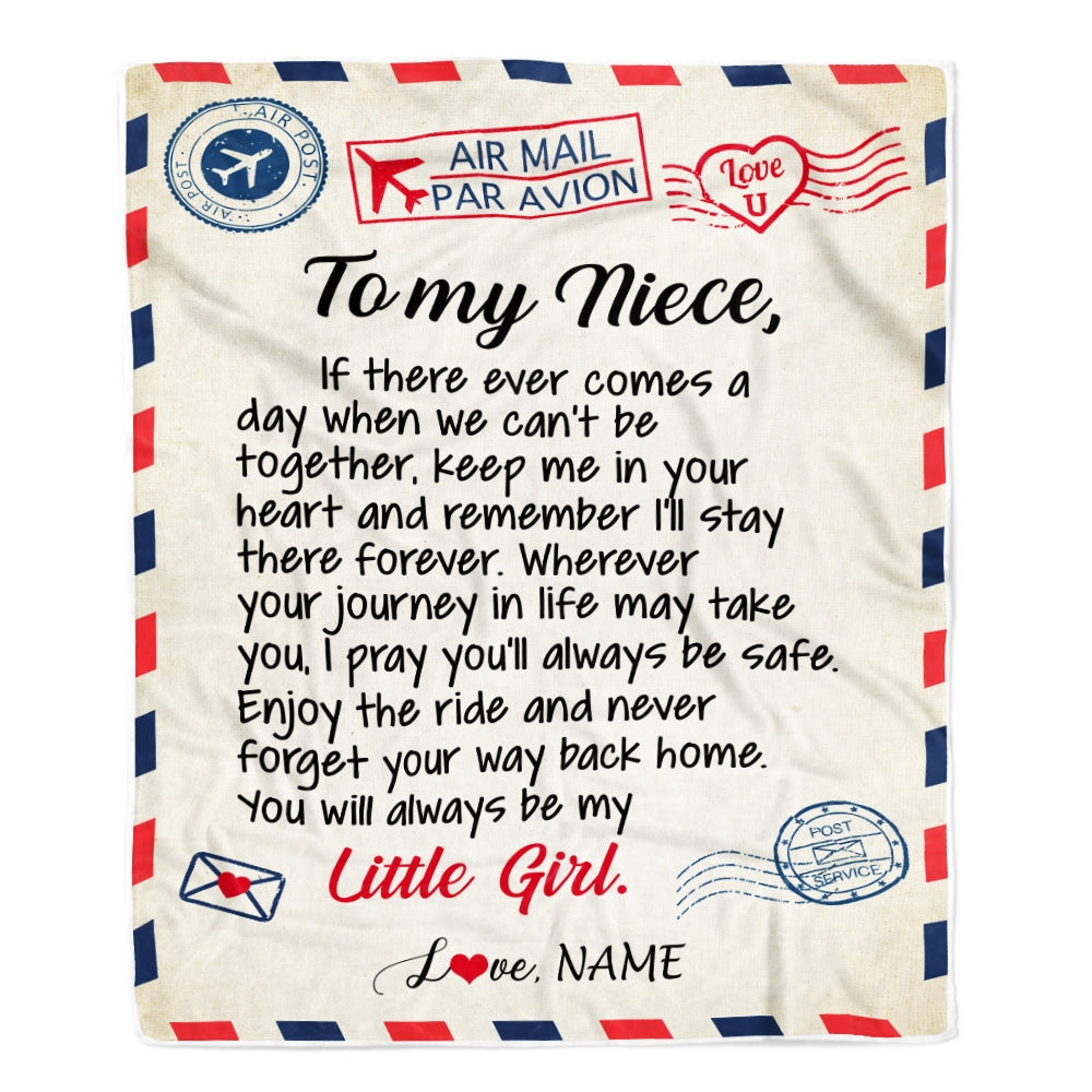 Personalized To My Niece Blanket From Aunt Uncle Air Mail Letter Niece Birthday Graduation Christmas Gift Customized Bed Quilt Fleece Throw Blanket | siriusteestore