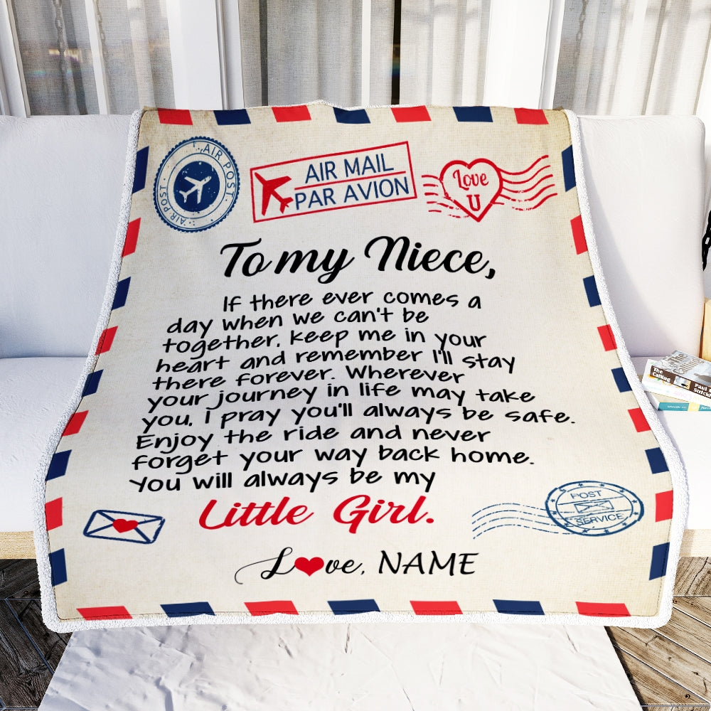 Personalized To My Niece Blanket From Aunt Uncle Air Mail Letter Niece Birthday Graduation Christmas Gift Customized Bed Quilt Fleece Throw Blanket | siriusteestore
