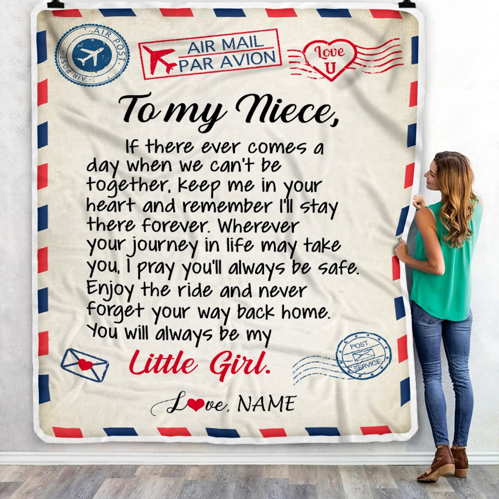 Personalized To My Niece Blanket From Aunt Uncle Air Mail Letter Niece Birthday Graduation Christmas Gift Customized Bed Quilt Fleece Throw Blanket | siriusteestore