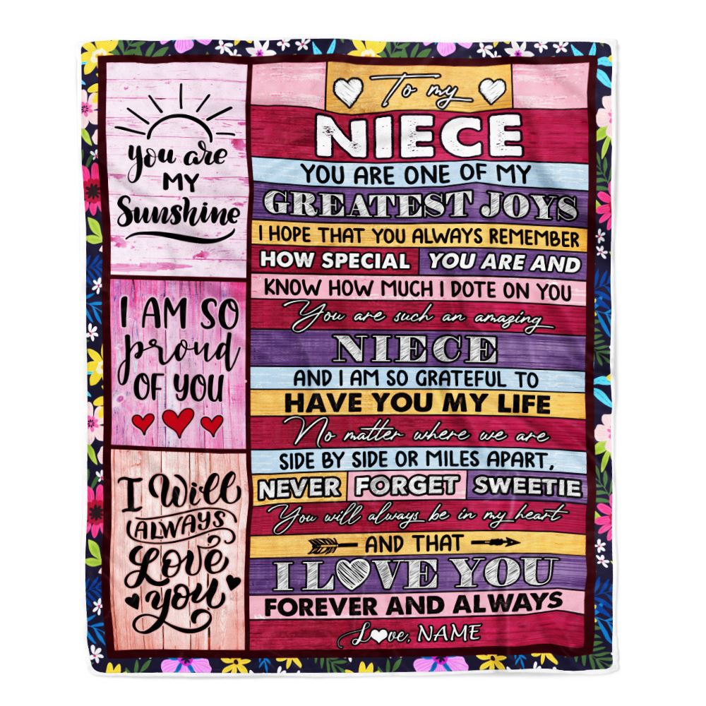 Personalized To My Niece Blanket From Aunt Uncle Aunt My Greatest Joys Niece Birthday Graduation Christmas Customized Bed Fleece Throw Blanket | siriusteestore