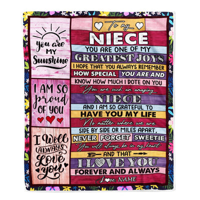 Personalized To My Niece Blanket From Aunt Uncle Aunt My Greatest Joys Niece Birthday Graduation Christmas Customized Bed Fleece Throw Blanket | siriusteestore