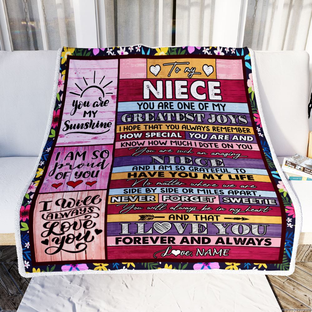 Personalized To My Niece Blanket From Aunt Uncle Aunt My Greatest Joys Niece Birthday Graduation Christmas Customized Bed Fleece Throw Blanket | siriusteestore
