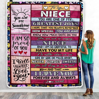 Personalized To My Niece Blanket From Aunt Uncle Aunt My Greatest Joys Niece Birthday Graduation Christmas Customized Bed Fleece Throw Blanket | siriusteestore