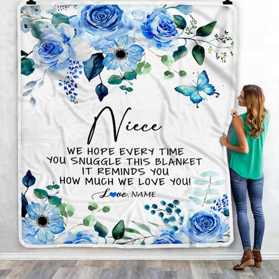 Personalized To My Niece Blanket From Aunt Uncle Auntie Floral How Much We Love You Niece Birthday Christmas Customized Fleece Throw Blanket | siriusteestore