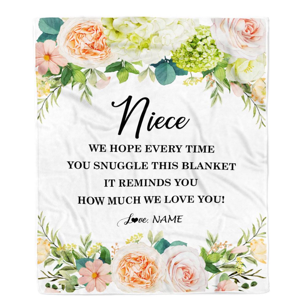 Personalized To My Niece Blanket From Aunt Uncle Auntie How Much We Love You Flower Niece Birthday Christmas Customized Fleece Throw Blanket | siriusteestore