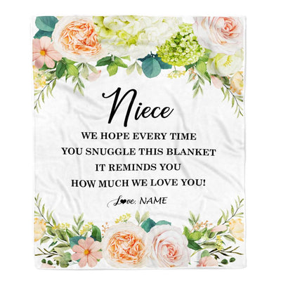 Personalized To My Niece Blanket From Aunt Uncle Auntie How Much We Love You Flower Niece Birthday Christmas Customized Fleece Throw Blanket | siriusteestore