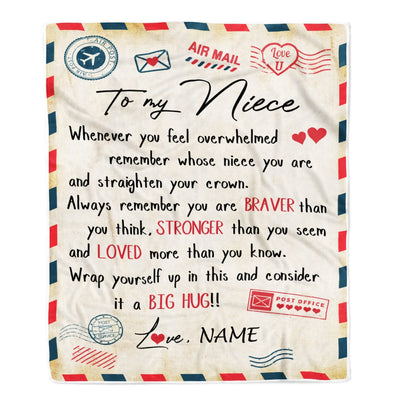 Personalized To My Niece Blanket From Aunt Uncle Auntie Mail Letter Niece Birthday Graduation Christmas Customized Fleece Blanket | siriusteestore