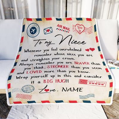 Personalized To My Niece Blanket From Aunt Uncle Auntie Mail Letter Niece Birthday Graduation Christmas Customized Fleece Blanket | siriusteestore