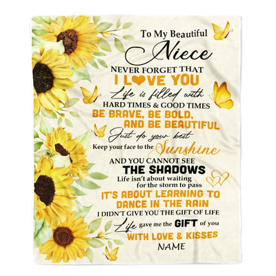 Personalized To My Niece Blanket From Aunt Uncle Auntie Sunflower I Love You Beautiful Niece Birthday Graduation Christmas Customized Bed Fleece Throw Blanket | siriusteestore