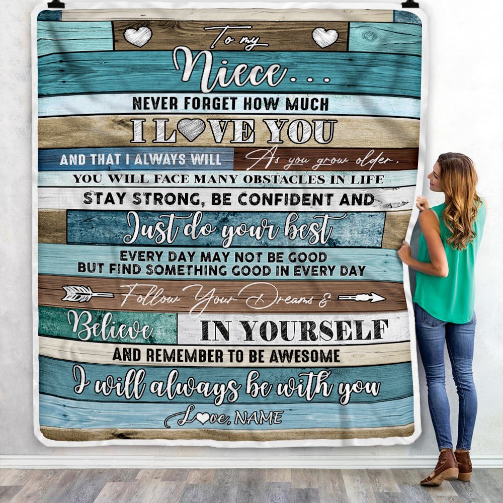 Personalized To My Niece Blanket From Aunt Uncle Auntie Wood Never Forget I Love You Niece Birthday Graduation Christmas Customized Bed Fleece Throw Blanket | siriusteestore