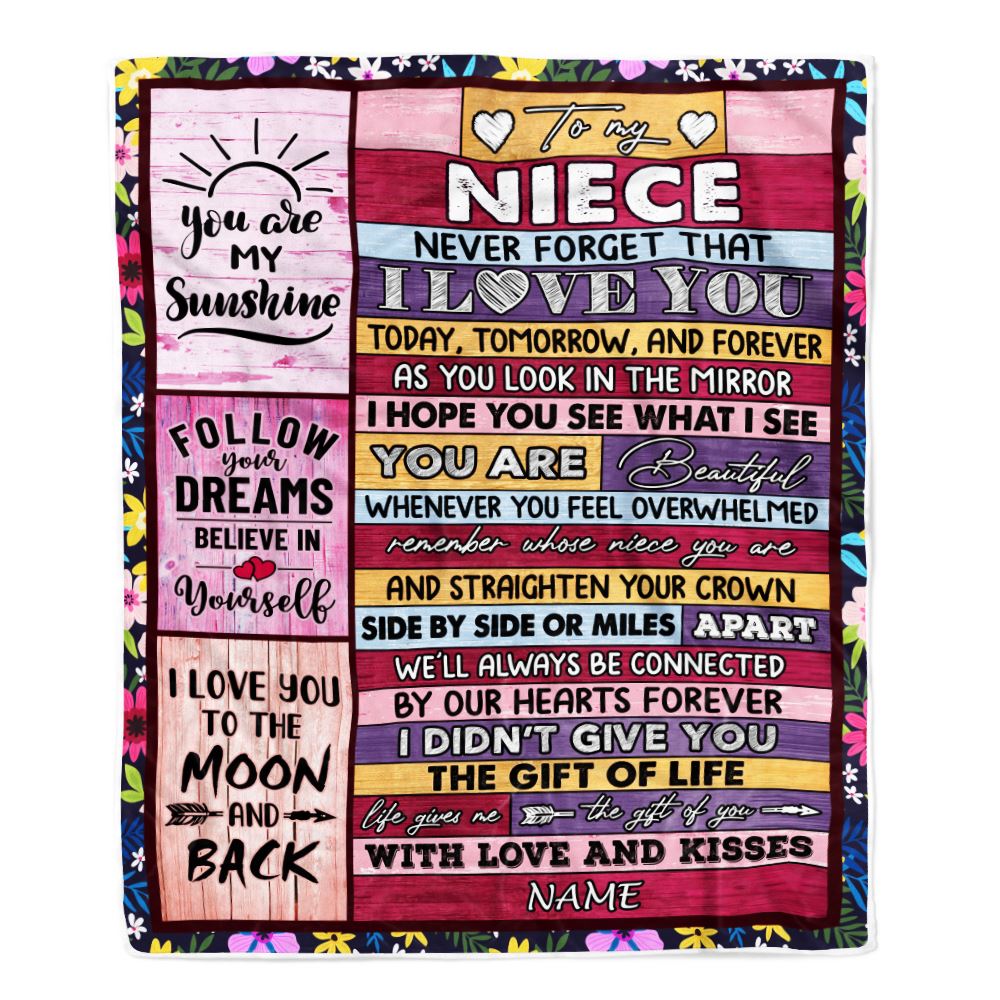 Personalized To My Niece Blanket From Aunt Uncle Auntie Wood You Are Beautiful Niece Birthday Graduation Christmas Customized Bed Fleece Throw Blanket | siriusteestore