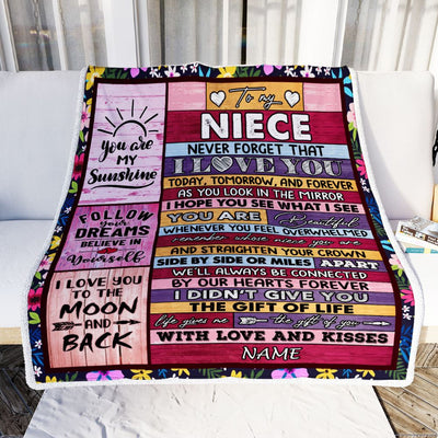 Personalized To My Niece Blanket From Aunt Uncle Auntie Wood You Are Beautiful Niece Birthday Graduation Christmas Customized Bed Fleece Throw Blanket | siriusteestore