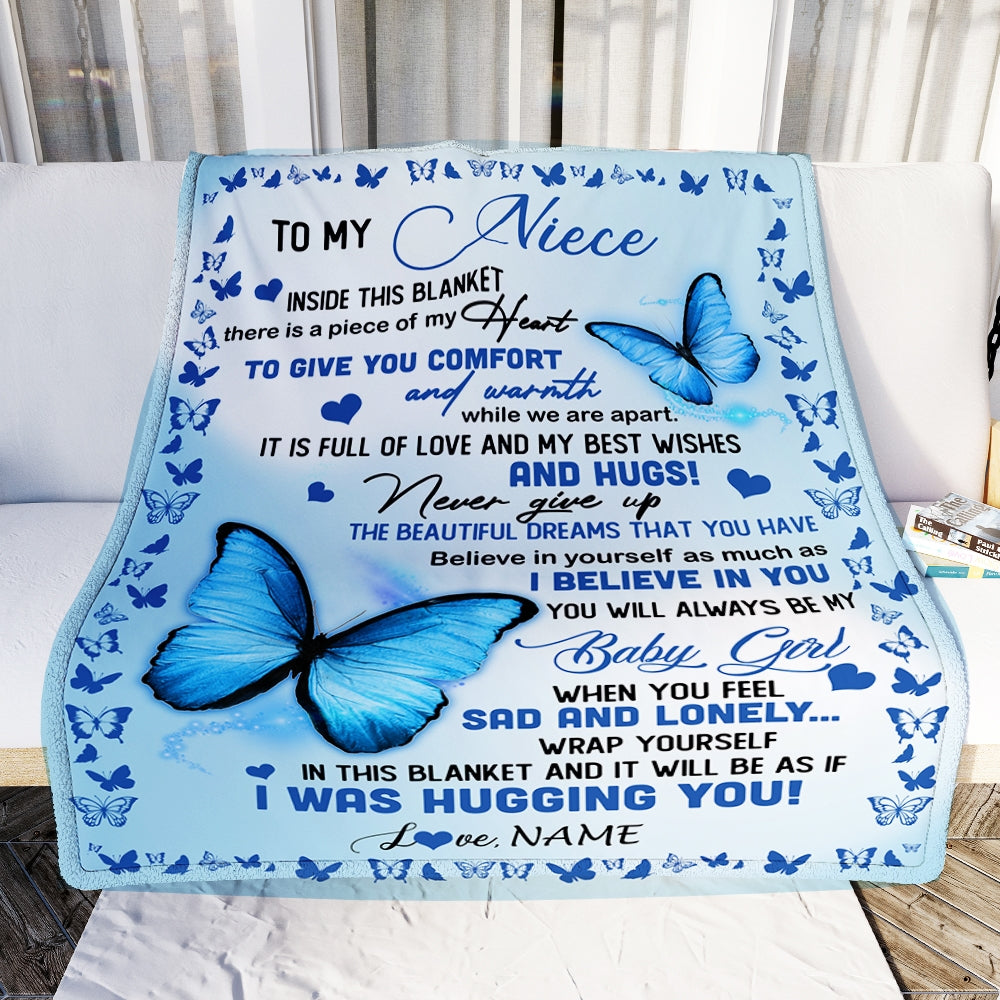 Personalized To My Niece Blanket From Aunt Uncle Butterfly In Side This Blanket Niece Birthday Graduation Christmas Customized Bed Fleece Throw Blanket | siriusteestore