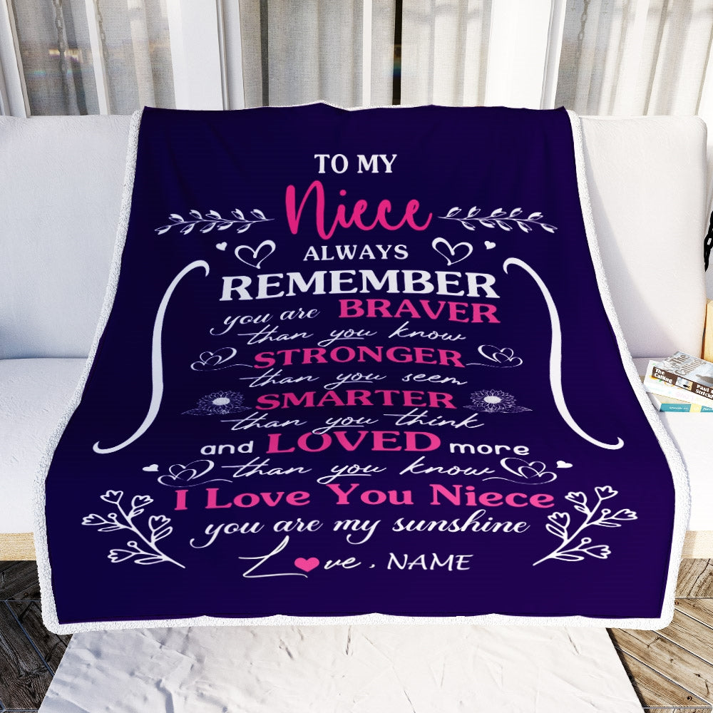 Personalized To My Niece Blanket From Aunt Uncle Mother Purple I Love You Niece Birthday Christmas Gift Customized Bed Quilt Fleece Throw Blanket | siriusteestore