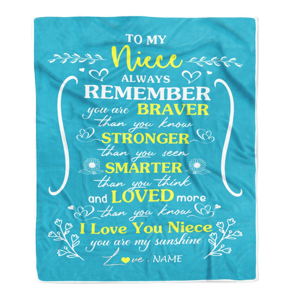 Personalized To My Niece Blanket From Aunt Uncle Mother Teal I Love You Niece Birthday Christmas Gift Customized Bed Quilt Fleece Throw Blanket | siriusteestore