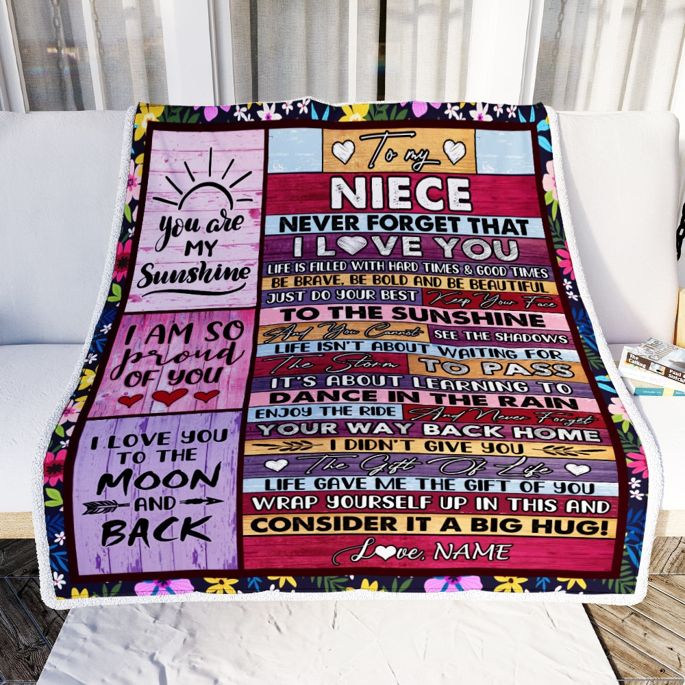 Personalized To My Niece Blanket From Aunt Uncle Titi Never Forget That I Love You Wood Niece Birthday Thanksgiving Christmas Customized Fleece Blanket | siriusteestore