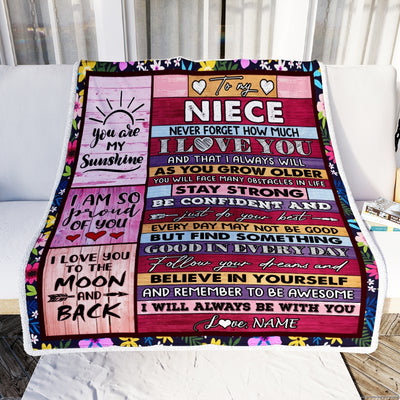 Personalized To My Niece Blanket From Aunt Uncle Titi Proud Of You I Love You Wood Niece Birthday Thanksgiving Christmas Customized Fleece Blanket | siriusteestore