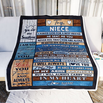 Personalized To My Niece Blanket From Aunt Uncle Wood I Asked God For A Best Friend Niece Birthday Christmas Customized Bed Fleece Throw Blanket | siriusteestore