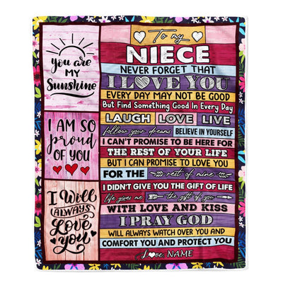 Personalized To My Niece Blanket From Aunt Uncle Wood You Are My Sunshine I Love You Niece Birthday Graduation Christmas Customized Bed Fleece Throw Blanket | siriusteestore