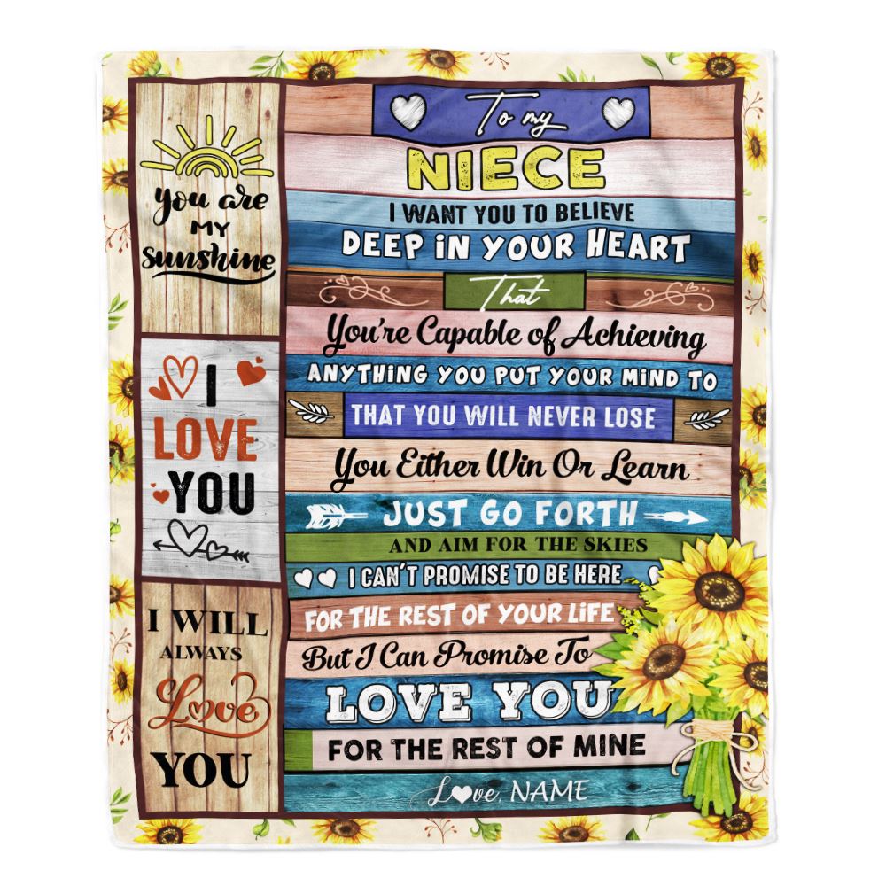 Personalized To My Niece Blanket From Uncle Aunt Believe Deep In Your Heart Daughter Niece Birthday Graduation Christmas Customized Bed Fleece Throw Blanket | siriusteestore