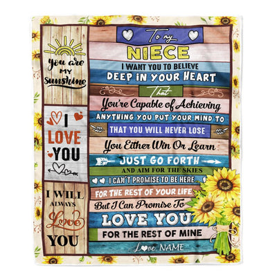 Personalized To My Niece Blanket From Uncle Aunt Believe Deep In Your Heart Daughter Niece Birthday Graduation Christmas Customized Bed Fleece Throw Blanket | siriusteestore