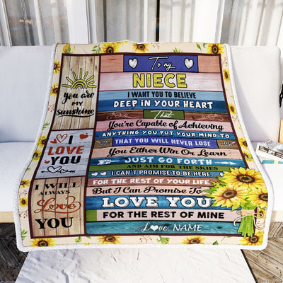 Personalized To My Niece Blanket From Uncle Aunt Believe Deep In Your Heart Daughter Niece Birthday Graduation Christmas Customized Bed Fleece Throw Blanket | siriusteestore