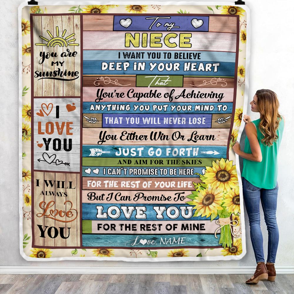 Personalized To My Niece Blanket From Uncle Aunt Believe Deep In Your Heart Daughter Niece Birthday Graduation Christmas Customized Bed Fleece Throw Blanket | siriusteestore