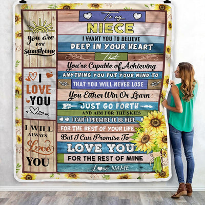 Personalized To My Niece Blanket From Uncle Aunt Believe Deep In Your Heart Daughter Niece Birthday Graduation Christmas Customized Bed Fleece Throw Blanket | siriusteestore