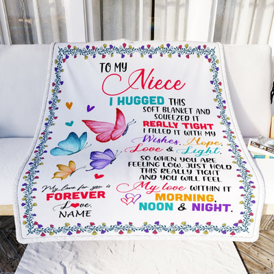 Personalized To My Niece Blanket From Uncle Aunt Butterfly I Huggest This Soft Blanket Niece Birthday Christmas Customized Bed Quilt Fleece Throw Blanket | siriusteestore