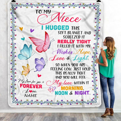 Personalized To My Niece Blanket From Uncle Aunt Butterfly I Huggest This Soft Blanket Niece Birthday Christmas Customized Bed Quilt Fleece Throw Blanket | siriusteestore