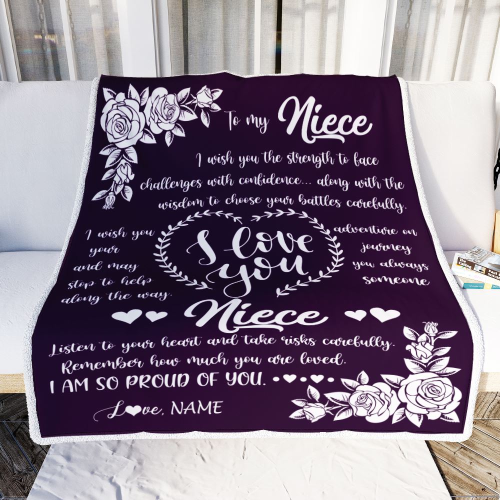 Personalized To My Niece Blanket From Uncle Aunt I Wish You The Strength Daughter Niece Birthday Graduation Christmas Customized Bed Fleece Throw Blanket | siriusteestore