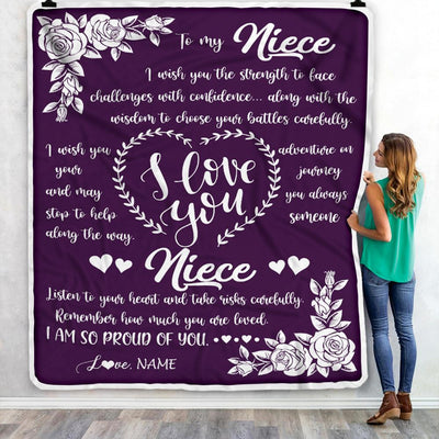 Personalized To My Niece Blanket From Uncle Aunt I Wish You The Strength Daughter Niece Birthday Graduation Christmas Customized Bed Fleece Throw Blanket | siriusteestore