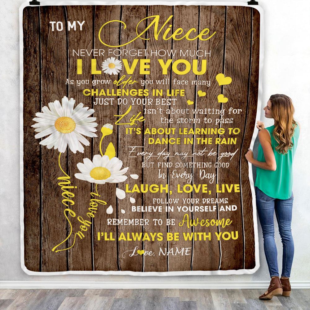 Personalized To My Niece Blanket From Uncle Aunt Never Forget I Love You Daisy Niece Birthday Graduation Christmas Customized Bed Fleece Throw Blanket | siriusteestore