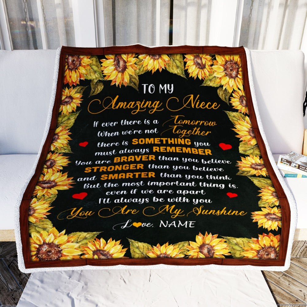 Personalized To My Niece Blanket From Uncle Aunt Sunflower My Sunshine I Love You Niece Birthday Christmas Customized Bed Quilt Fleece Throw Blanket | siriusteestore