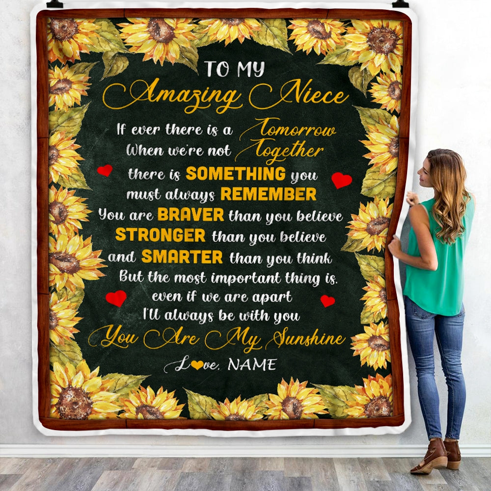 Personalized To My Niece Blanket From Uncle Aunt Sunflower My Sunshine I Love You Niece Birthday Christmas Customized Bed Quilt Fleece Throw Blanket | siriusteestore