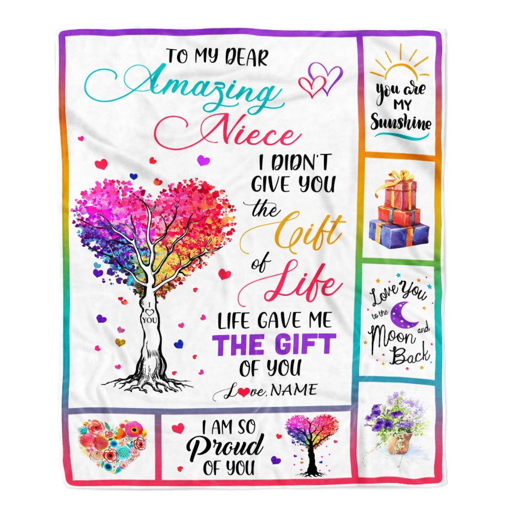 Personalized To My Niece Blanket From Uncle Aunt Tree Colorful Life Gave Me The Gift Of You Niece Birthday Christmas Customized Bed Quilt Fleece Throw Blanket | siriusteestore